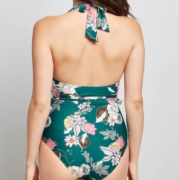 ModCloth Reese Floral Halter One Piece Swim Suit - Picture 2 of 6